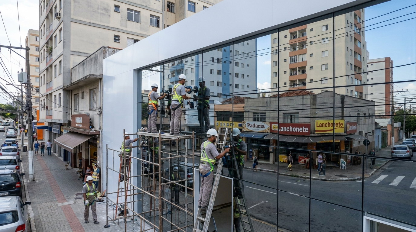 Fachada espelhada em esquina em Uberaba-MG